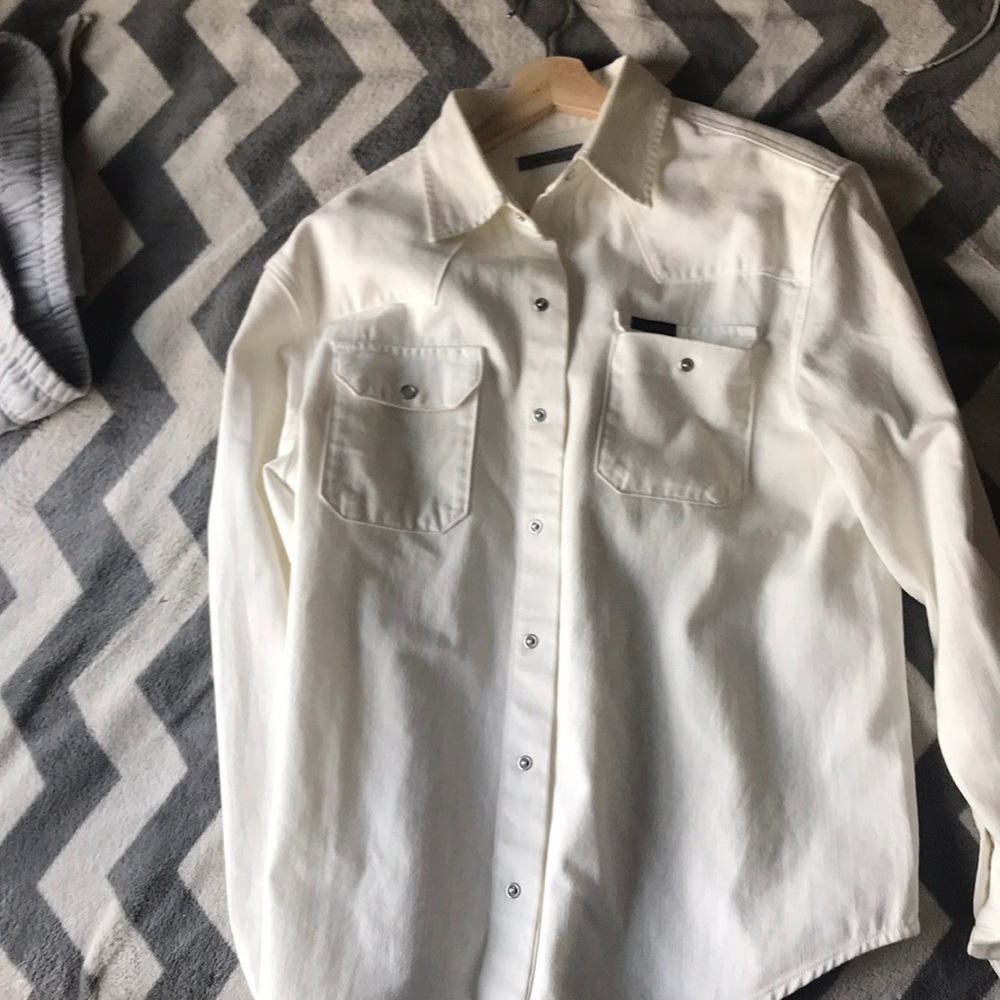 Calvin Klein white denim shirt L